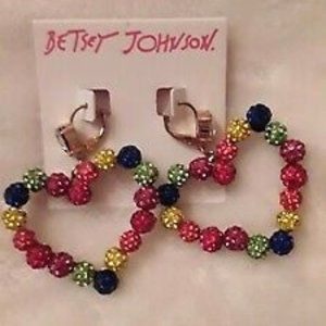 Betsey Johnson Hearts Fireballs Dangle Earrings